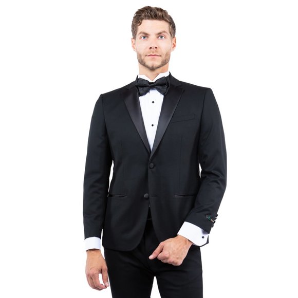 Notch Lapel (Tailored to Move and Flex) Tuxedo Separates Coat, Black by ZeGarie - Picture 1 of 5
